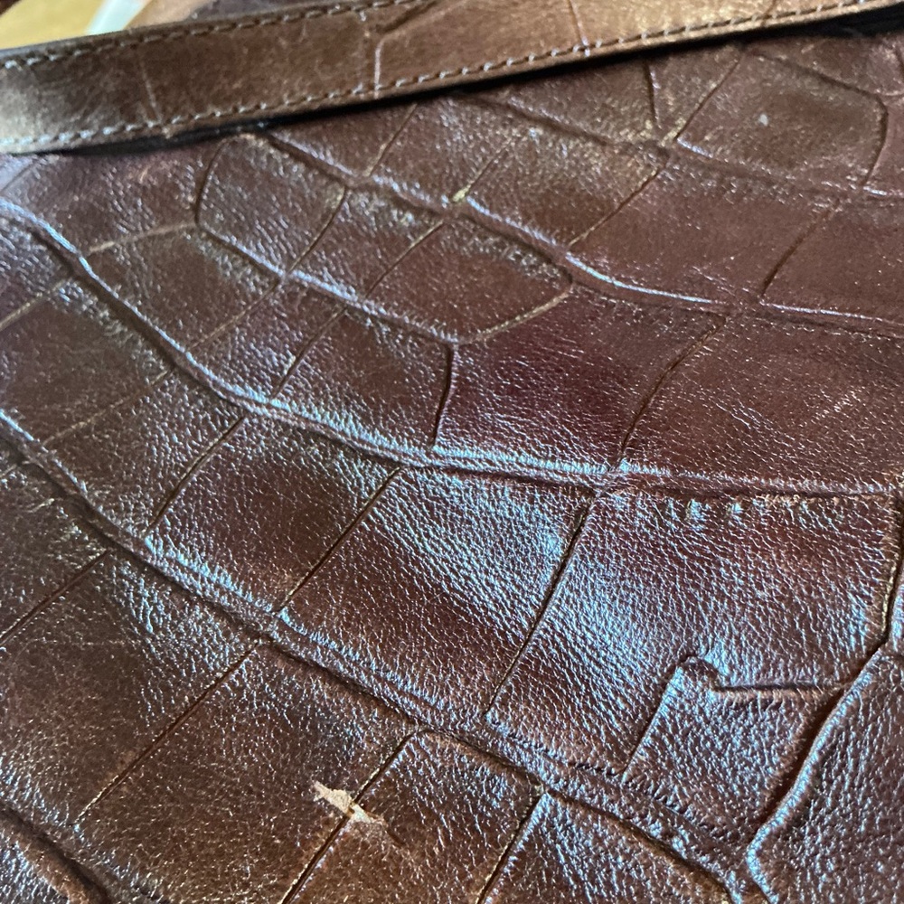 Fossil Dark Brown Croc-Embossed Tote - Picture 5 of 9